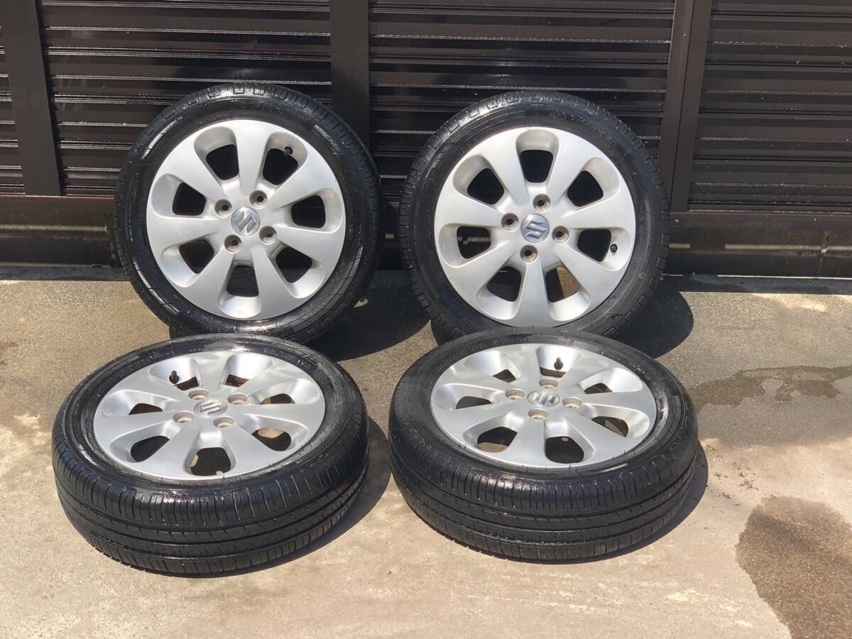 スズキ純正 アルミ 14アルミ 14×4.5J+50 4H100 165/55R14 2021年製 バリ山バリ溝 4本SET セルボ パレット ワゴンR 軽自動車等 C9の画像10