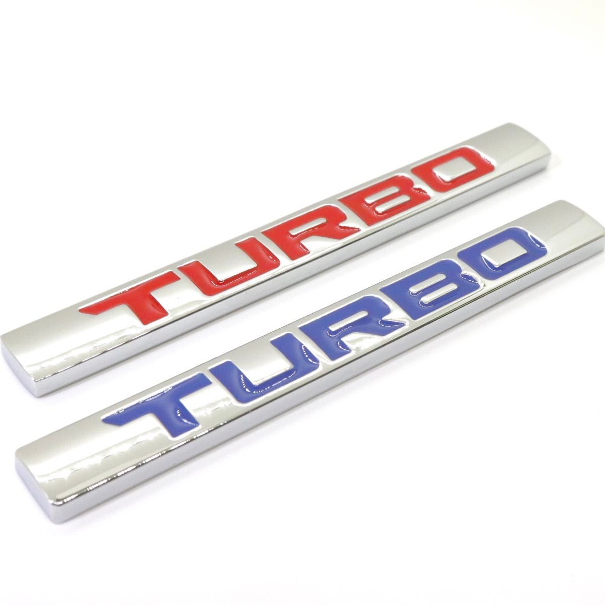 TURBO ターボ ロゴ クロームメッキ レッド 赤文字 エンブレム 外装 内装 車 カスタムパーツ 汎用品 カーパーツ