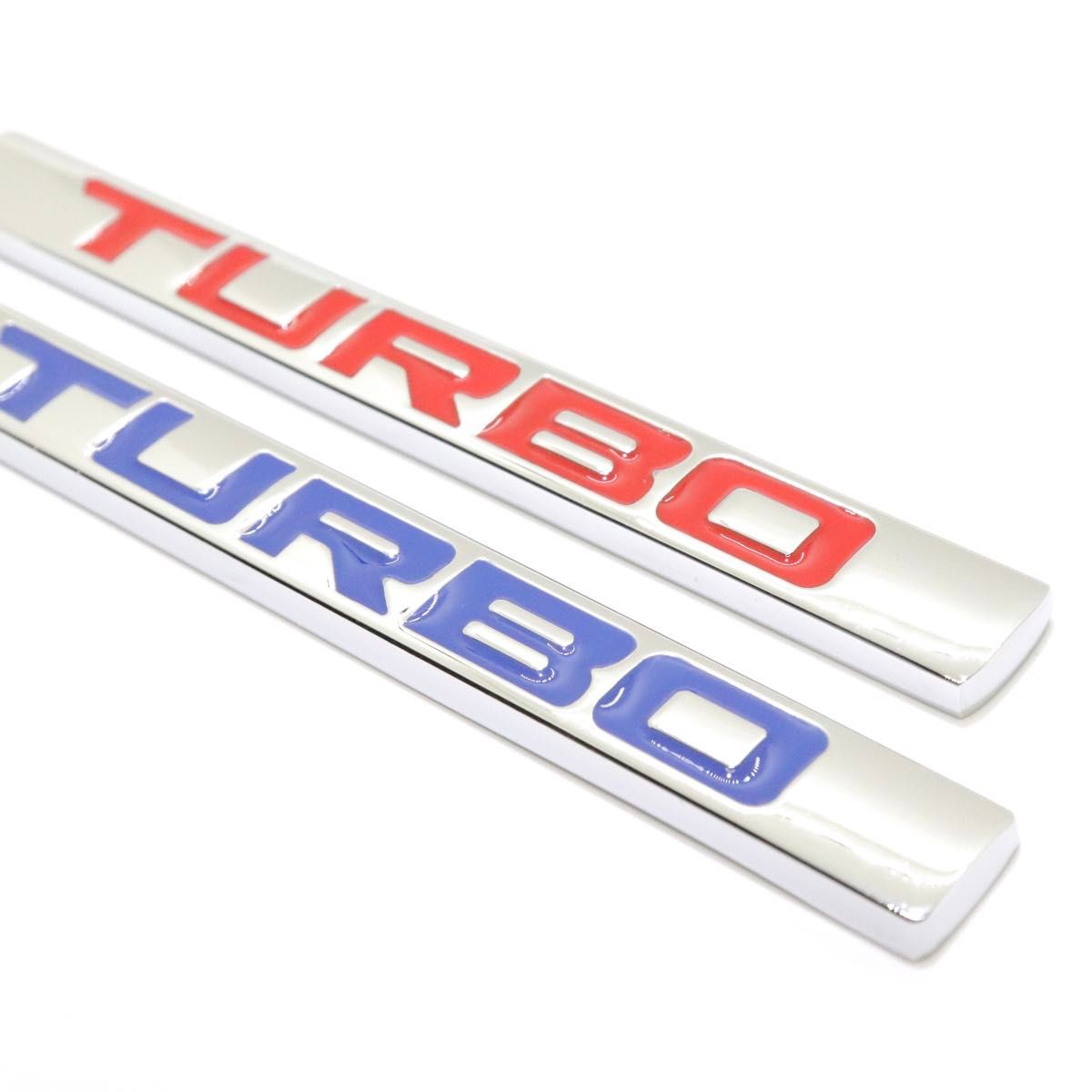 TURBO ターボ ロゴ クロームメッキ レッド 赤文字 エンブレム 外装 内装 車 カスタムパーツ 汎用品 カーパーツ
