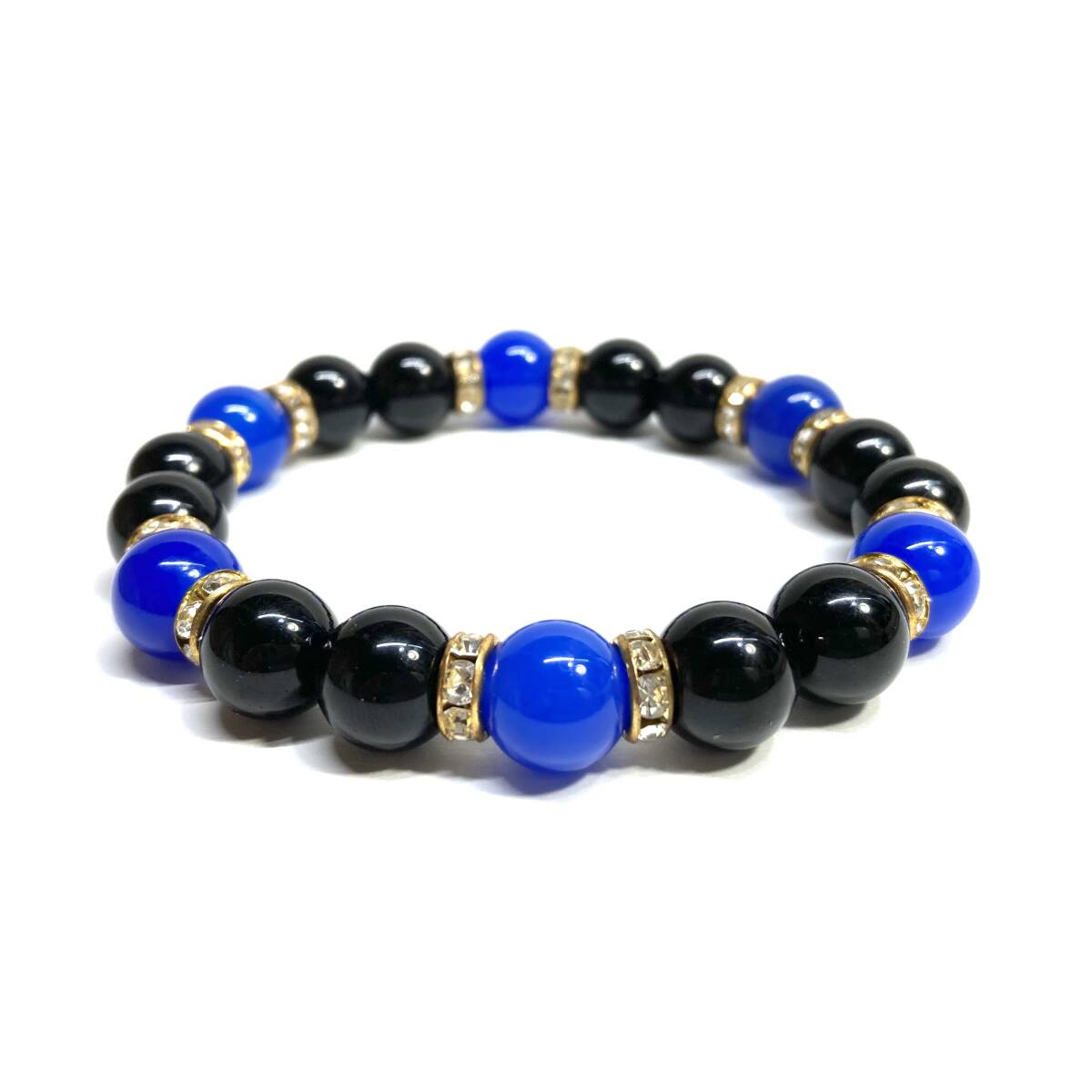 moli on & blue .. Power Stone bracele natural stone breath ( Gold ) 10mm men's * lady's . except .. a little over examination amulet 