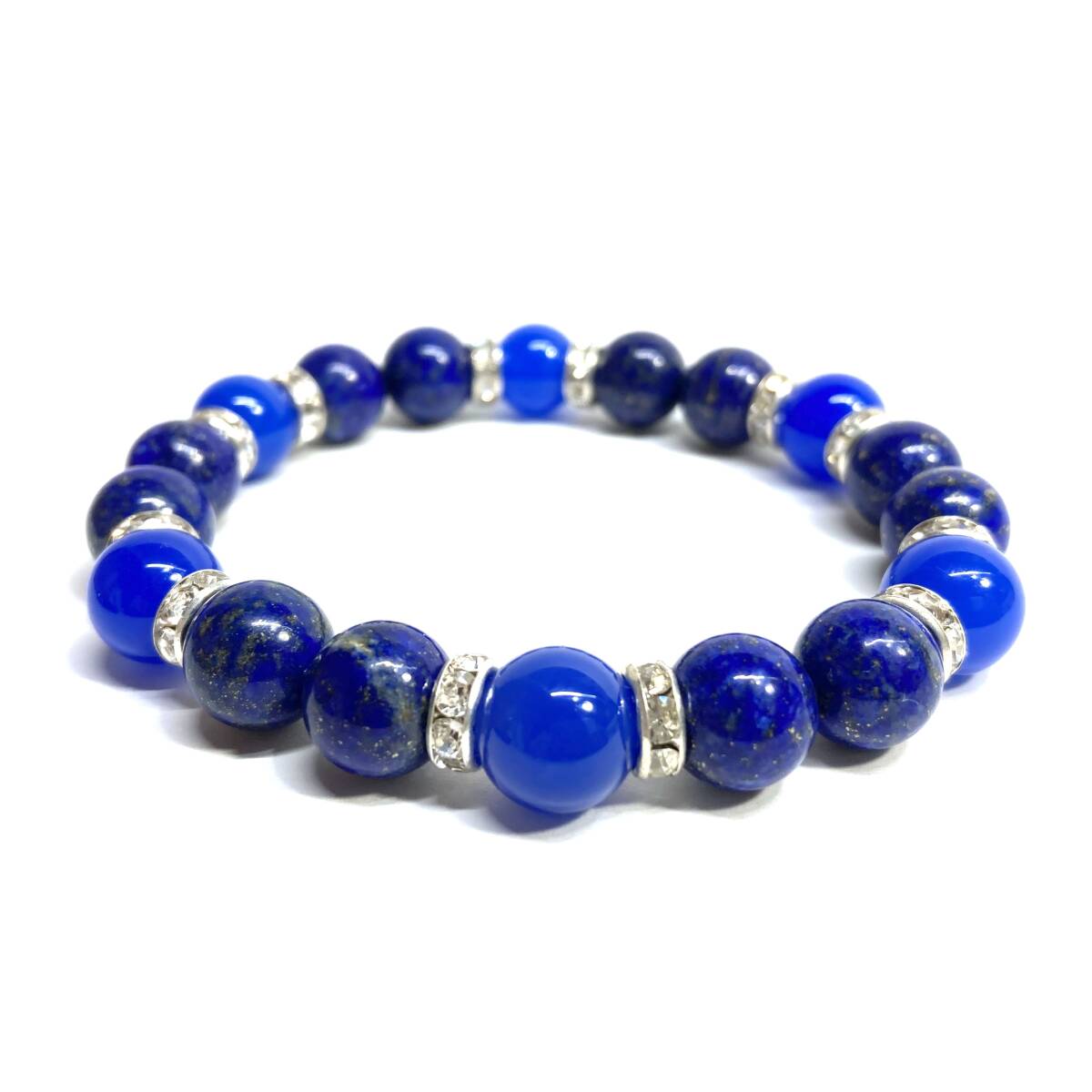  lapis lazuli & blue .. Power Stone bracele natural stone breath ( silver ) 10mm men's * lady's . a little over examination amulet 