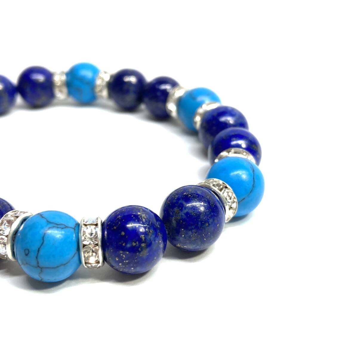  lapis lazuli & turquoise Power Stone bracele ( silver ) 10mm men's * lady's success human relation -stroke less amulet 