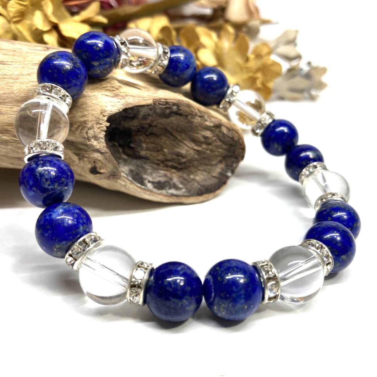  lapis lazuli & crystal Power Stone bracele natural stone breath ( silver ) 10mm men's * lady's better fortune ....... amulet 
