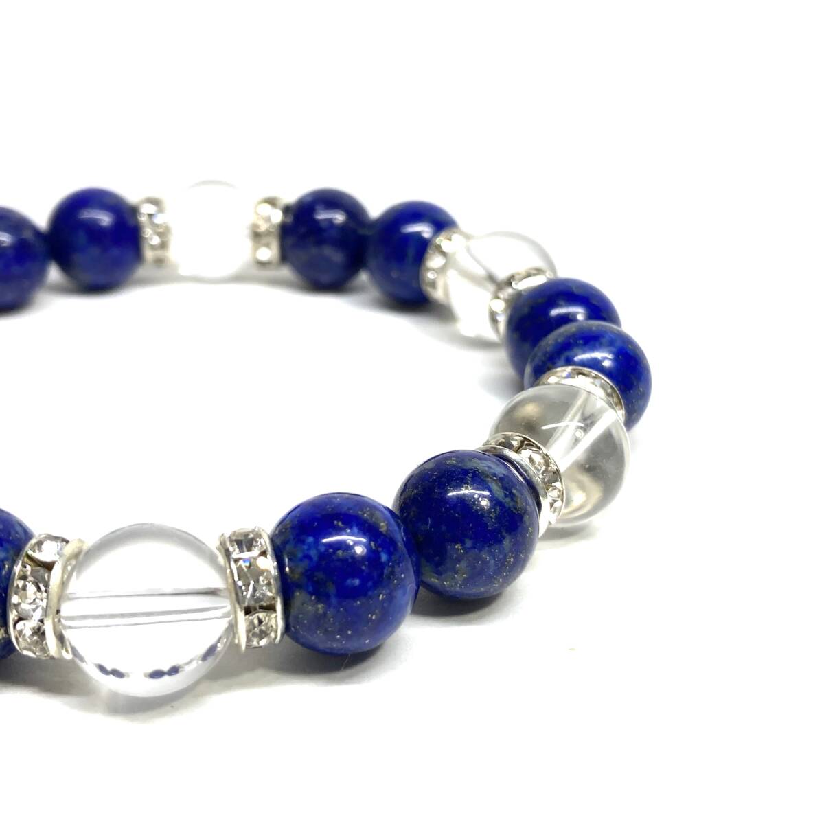  lapis lazuli & crystal Power Stone bracele natural stone breath ( silver ) 10mm men's * lady's better fortune ....... amulet 