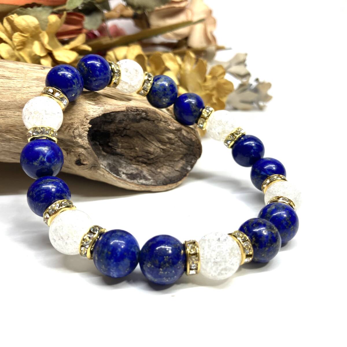  lapis lazuli & crack crystal Power Stone bracele natural stone breath ( Gold ) 10mm men's * lady's better fortune .. payment amulet 