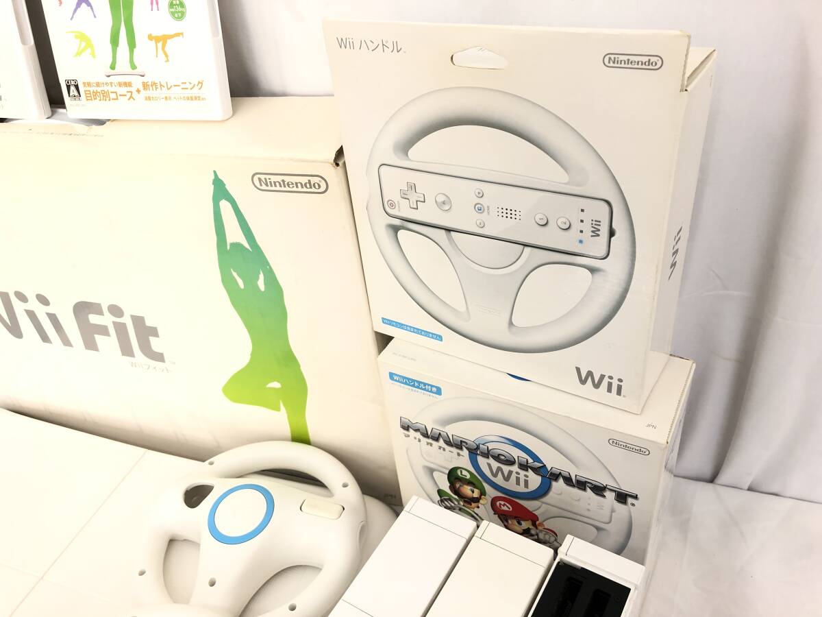 【JN85】(O) Wii まとめ売り 本体 Wii Fit ハンドル アダプター コントローラー 接続コード Nintendo ニンテンドー ジャンク 中古現状品_画像4