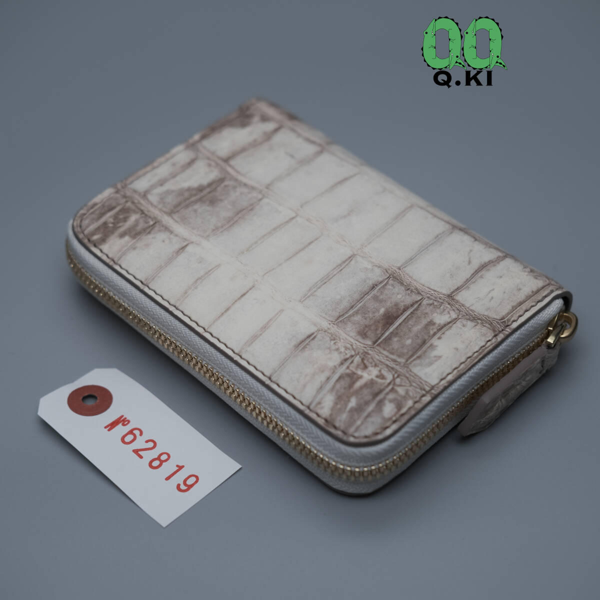 【実物】綺麗な模様 ヒマラヤクロコダイルレザー 鰐革 財布 コインケース 一枚革 カードケース No.62819の画像4