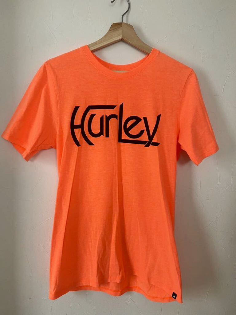 【used】 Hurley ハーレー ロゴ プリント蛍光TシャツサイズS Tシャツ 半袖 NORTH FACE ボルコム_画像1