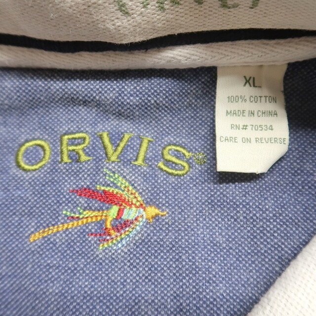 古着 ORVIS オービス プルオーバー 鹿の子 スウェット トレーナー ハーフジップ 表記：XL　gd401816n w40226_画像4