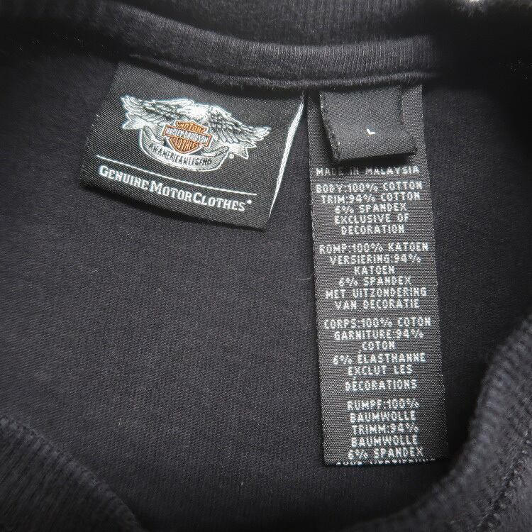  б/у одежда Harley Davidson вышивка принт длинный рукав футболка long T черный надпись :M gd402098n w40325