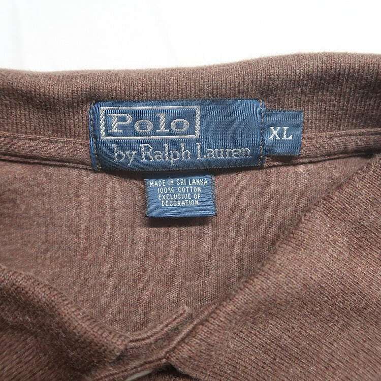 古着 ラルフローレン Polo Ralph Lauren 長袖ポロシャツ ブラウン 表記：XL　gd402277n w40413_画像3