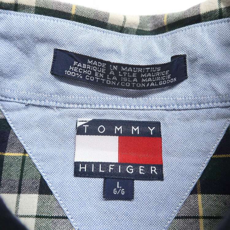 古着 TOMMY トミーヒルフィガー ボタンダウンシャツ 長袖 チェック 表記：L　gd402268n w40412_画像5