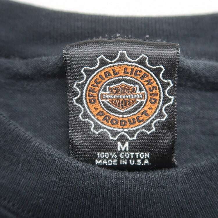 古着 USA製 ハーレーダビッドソン HARLEY-DAVIDSON 刺繍 Tシャツ ブラック 表記：M　gd402265n w40412_画像3