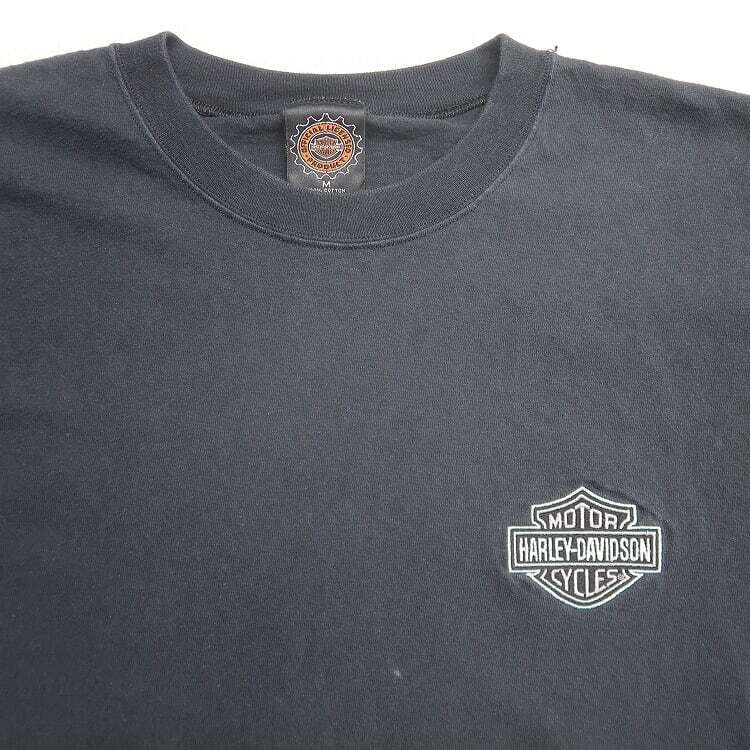 古着 USA製 ハーレーダビッドソン HARLEY-DAVIDSON 刺繍 Tシャツ ブラック 表記：M　gd402265n w40412_画像4