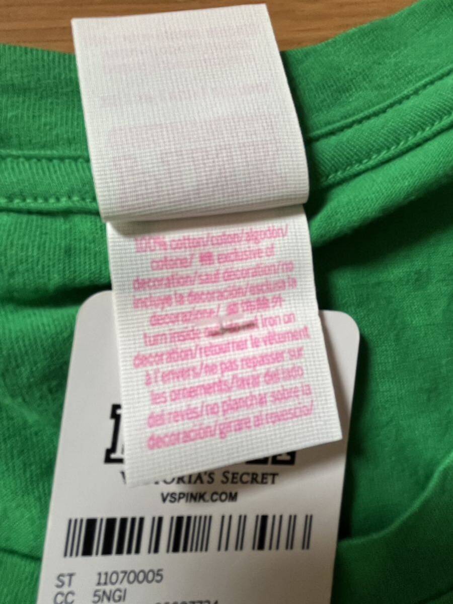 未使用タグ付 Victoria's Secret PINK ヴィクトリアシークレット ピンク サイズXS 緑 グリーン 半袖Tシャツの画像5