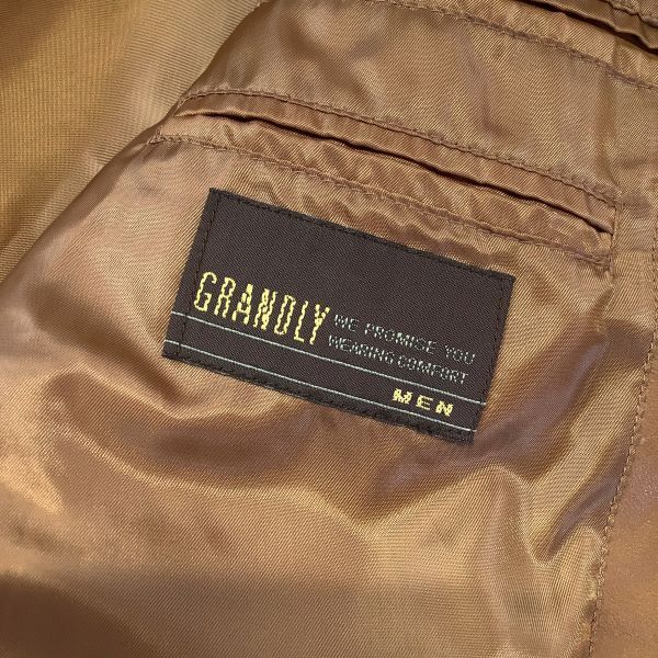 【本革 ラムレザー】美品 GRANDLY MEN レザージャケット 羊革 メンズ 大きいサイズ LLサイズ ブラウン_画像6