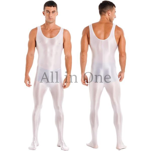 116-157-36 мужской блеск блеск все тело Jump костюм костюмированная игра [ белый,XL размер ] мужчина майка sexy . ультра кошка костюм ero.2