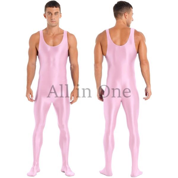 116-166-36 men's gloss gloss whole body Jump suit cosplay [ blue,M size ] man tank top sexy . ultra cat suit ero.2