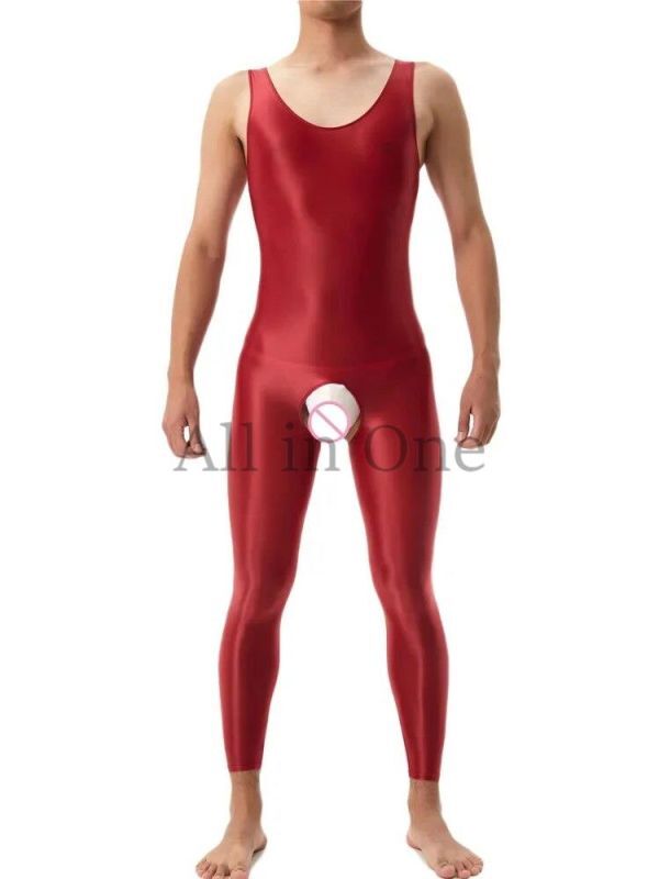 116-145-35 men's gloss gloss whole body lustre Jump suit . empty [ red,XL size ] man sexy cosplay fancy dress cat suit ero.2