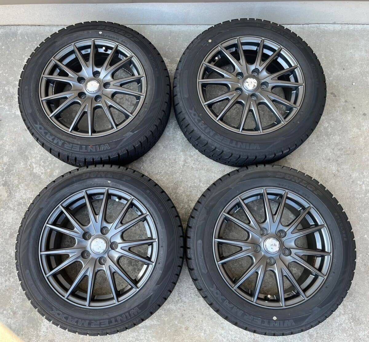 【バリ溝】2022年終盤製ワンシーズン使用195/60R16 ダンロップWM02 アルミホイールセット_画像1