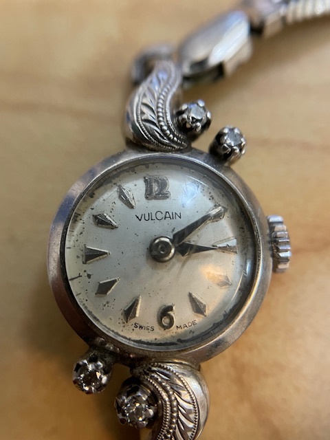 VULCAIN バルカン pt950 プラチナ ダイヤ レディース 手巻 腕時計 アンティ―ク 約14.7gの画像1