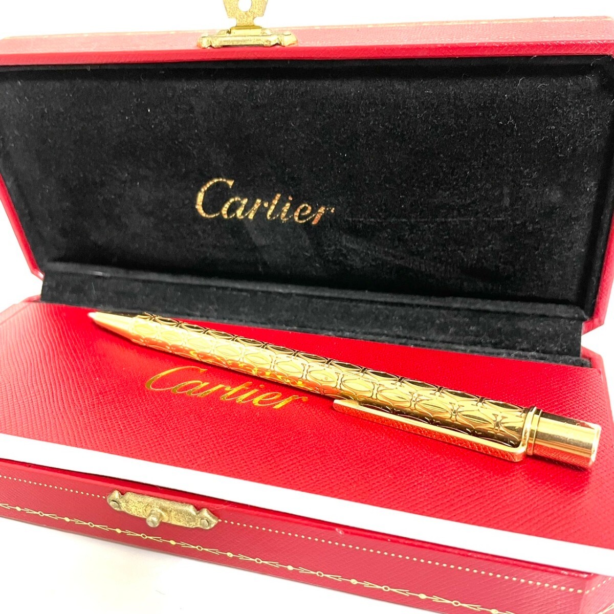 1円スタート　極美品　Cartier カルティエ ボールペン ハッピーバースデー 2C　ロゴ ゴールド ツイスト式 筆記用具　箱付き_画像1