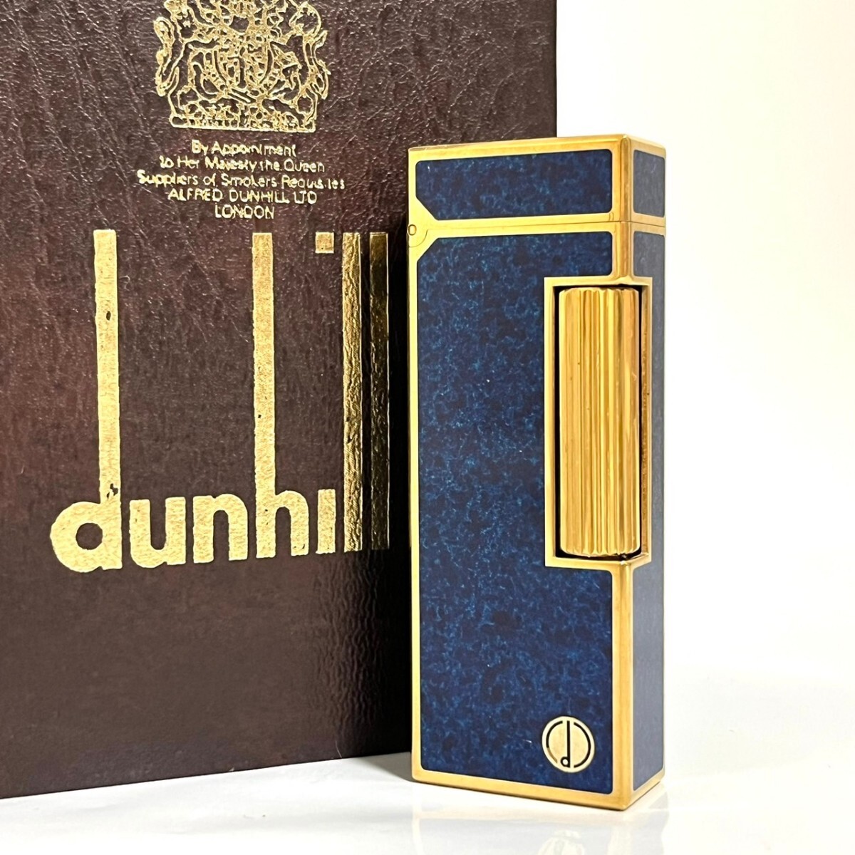 １円スタート dunhill ダンヒル ライター ガスライター ブルー ゴールド 喫煙具 a24_画像1