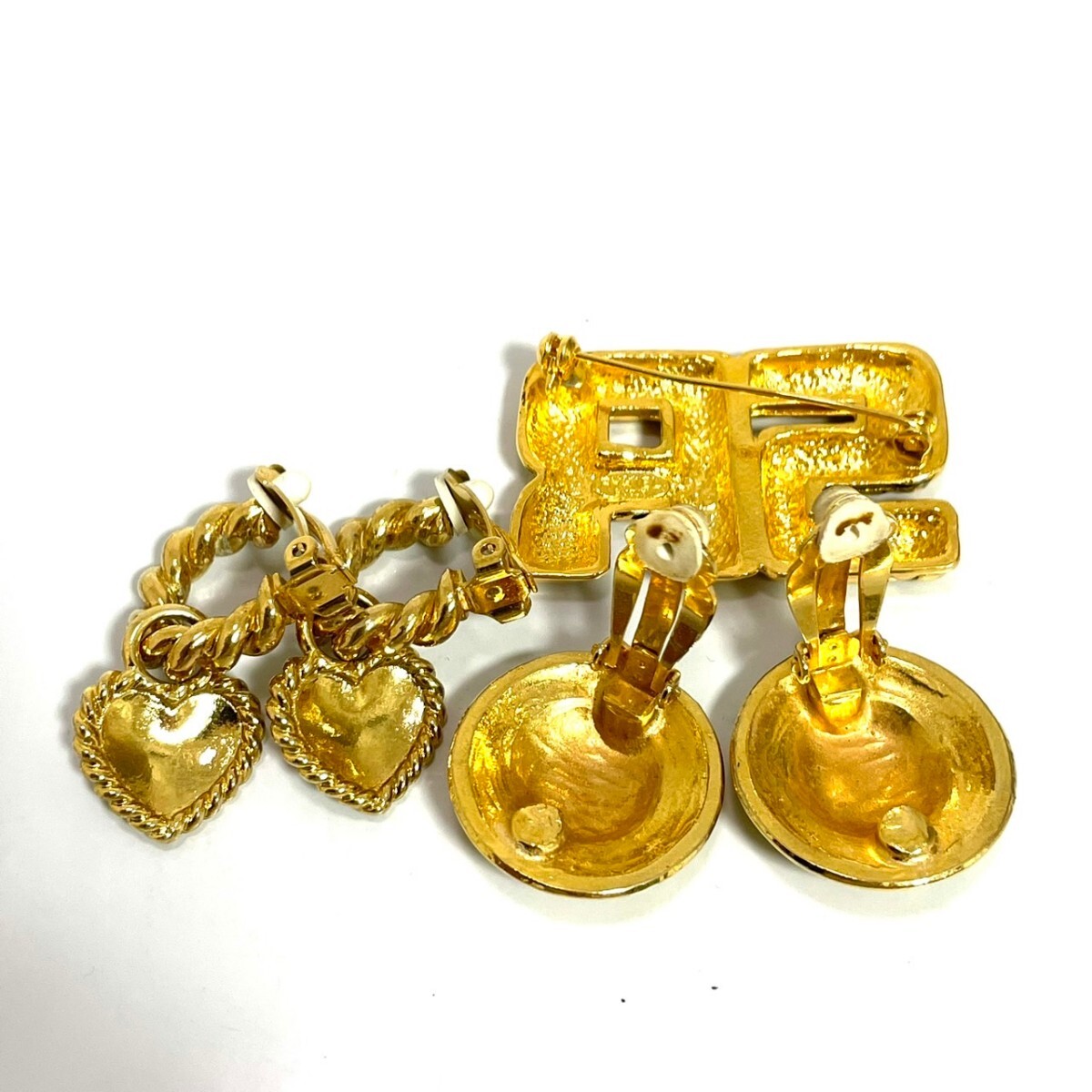 1 jpy start beautiful goods SONIA RYKIEL Sonia Rykiel earrings necklace brooch earrings accessory Gold Vintage summarize 