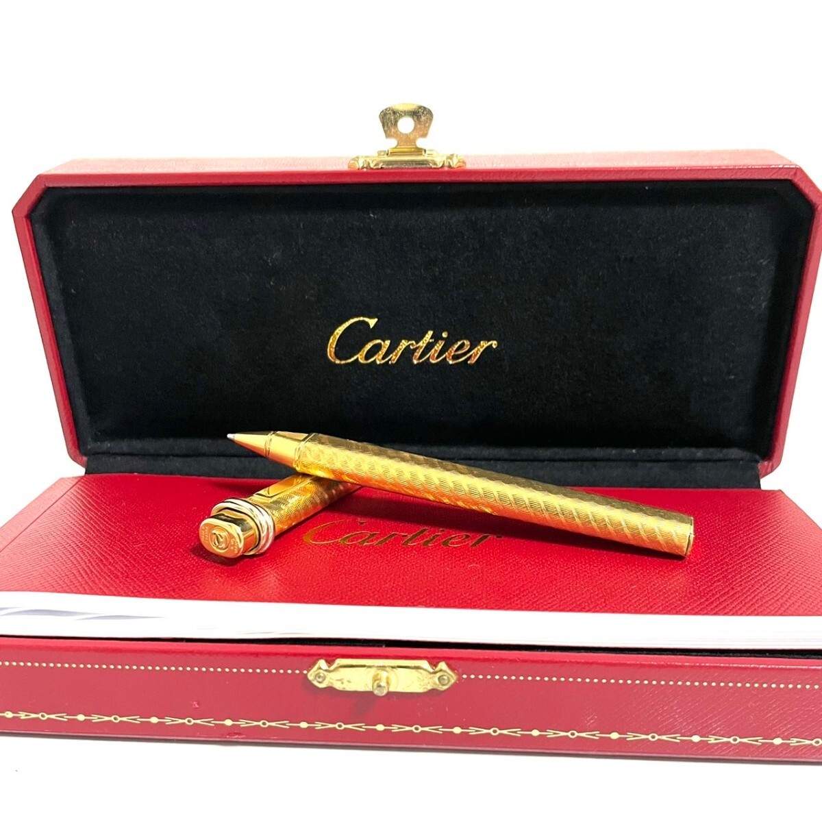 １円スタート Cartier カルティエ ボールペン トリニティ キャップ式 ゴールド 筆記用具_画像1