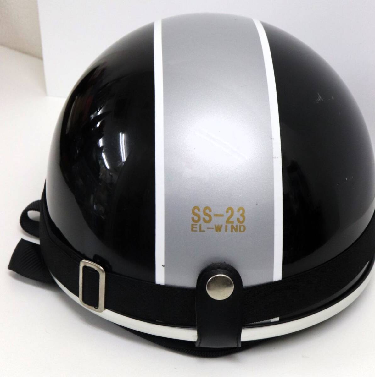 EL-WIND エルウィンド SS23 Half Helmet ハーフヘルメット 125cc以下 フリーサイズ ゴーグル付き 黒 ◎5859-1_画像2