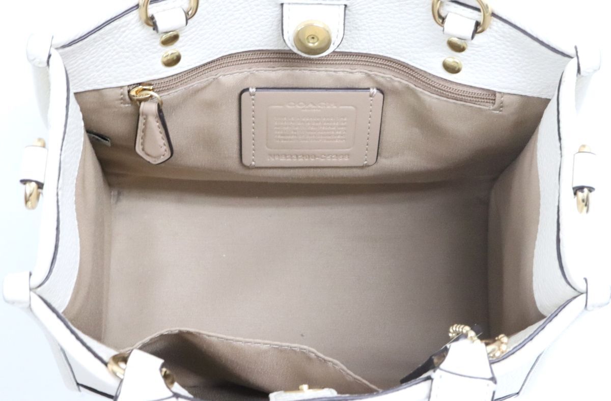 COACH コーチ C5268 デンプシー トート22 レザー 2WAY ハンドバッグ ショルダー トートバッグ ホワイト アイボリー◎5702-2_画像9