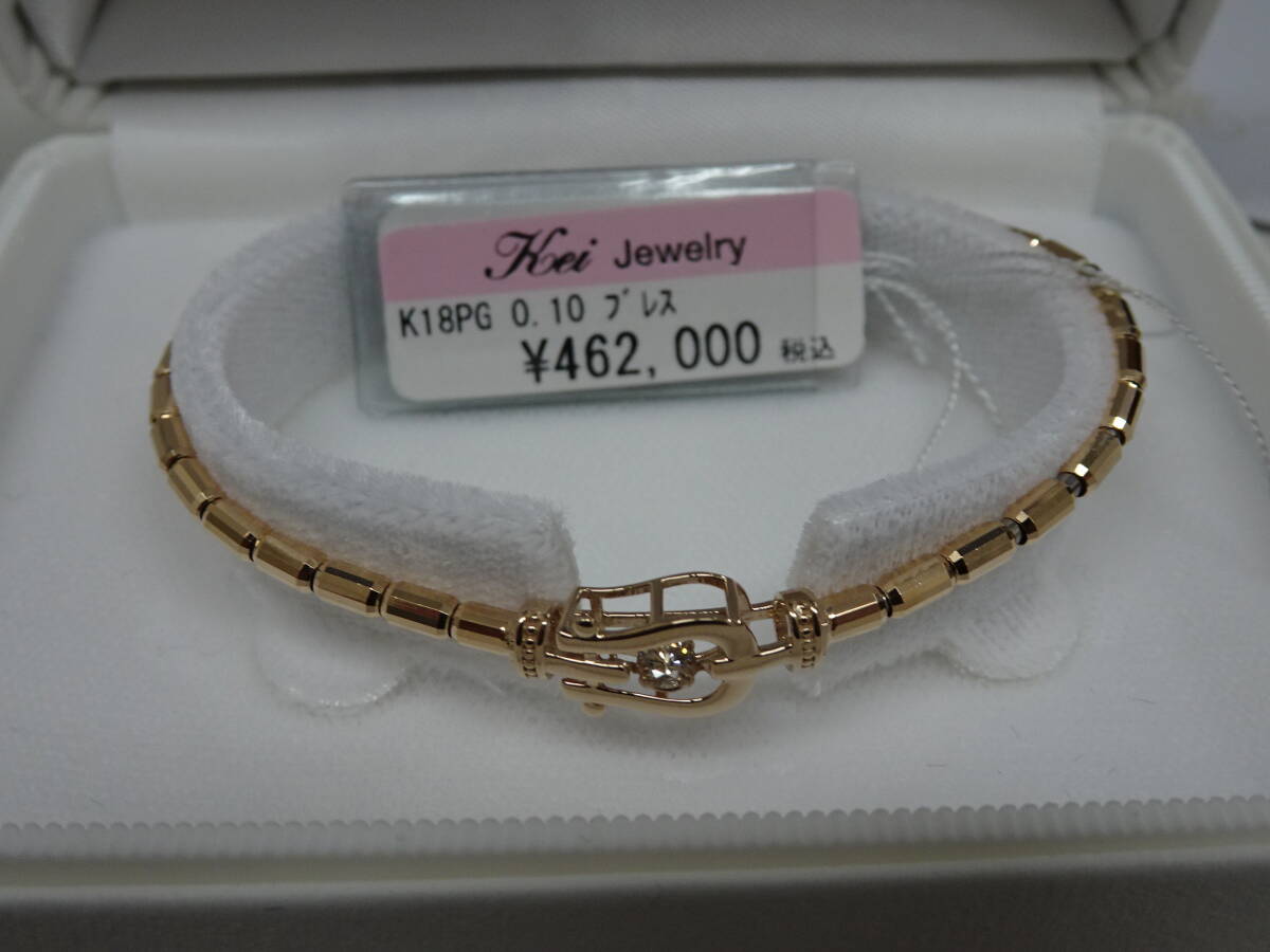 ① K18PG× нержавеющая сталь бриллиант 0.1ct розовое золото браслет 1 десять тысяч иен старт 