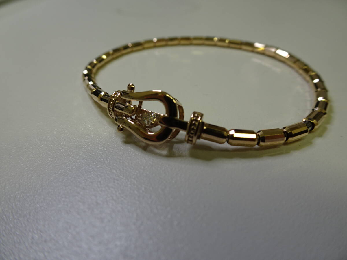① K18PG× нержавеющая сталь бриллиант 0.1ct розовое золото браслет 1 десять тысяч иен старт 