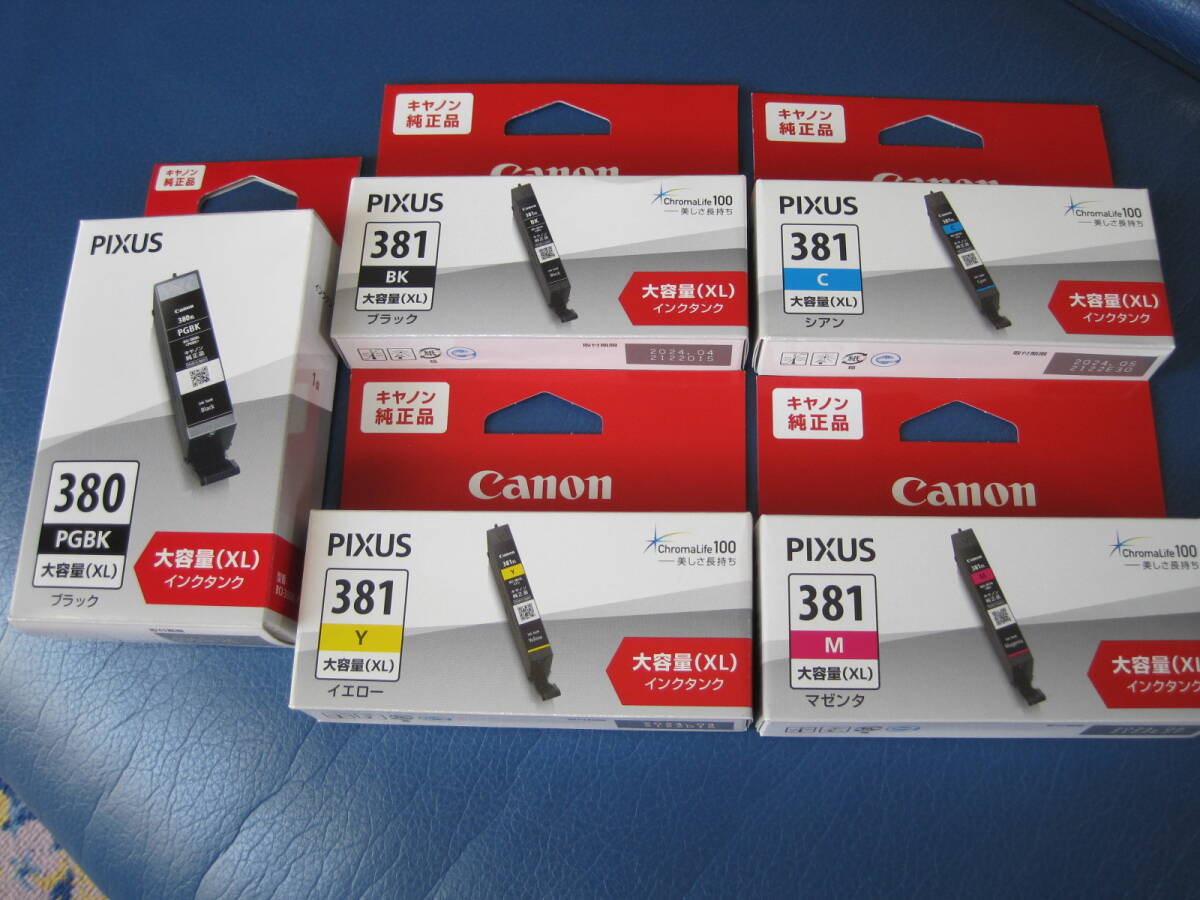 CANON 純正品 未使用 BCI-380XLPGBK BCI-381XLBK BCI-381XLC BCI-381XLM BCI-381XLY 合計5点 の画像2