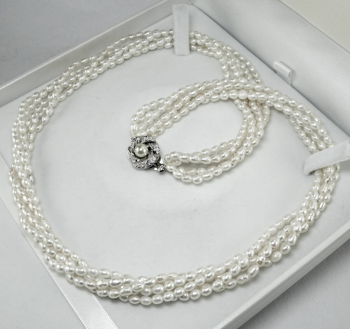 ★天然ケシパール 本真珠 5連 最高級 3.5mm 60g 60cm SV ロングネックレス 宝石 ジュエリー jewelry_画像4