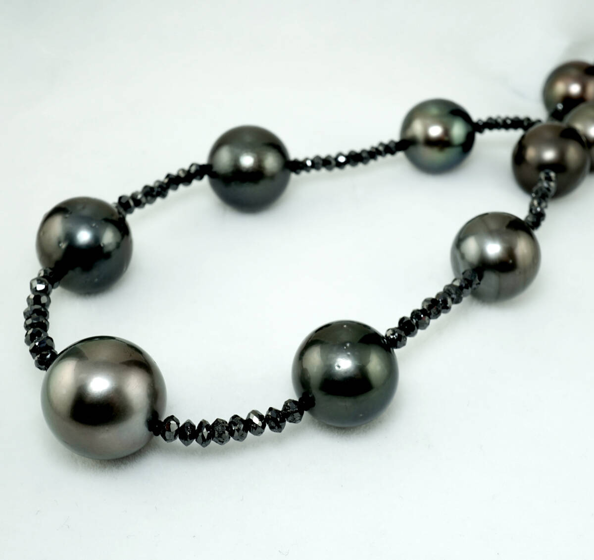 2024-25 秋冬新作 ハイブランドの ★天然タヒチパール jewelry ジュエリー ネックレス SV 42.5cm 35g 最高級 20.00ct ブラックダイヤモンド 14.3mm 黒蝶真珠 黒蝶(くろちょう)真珠