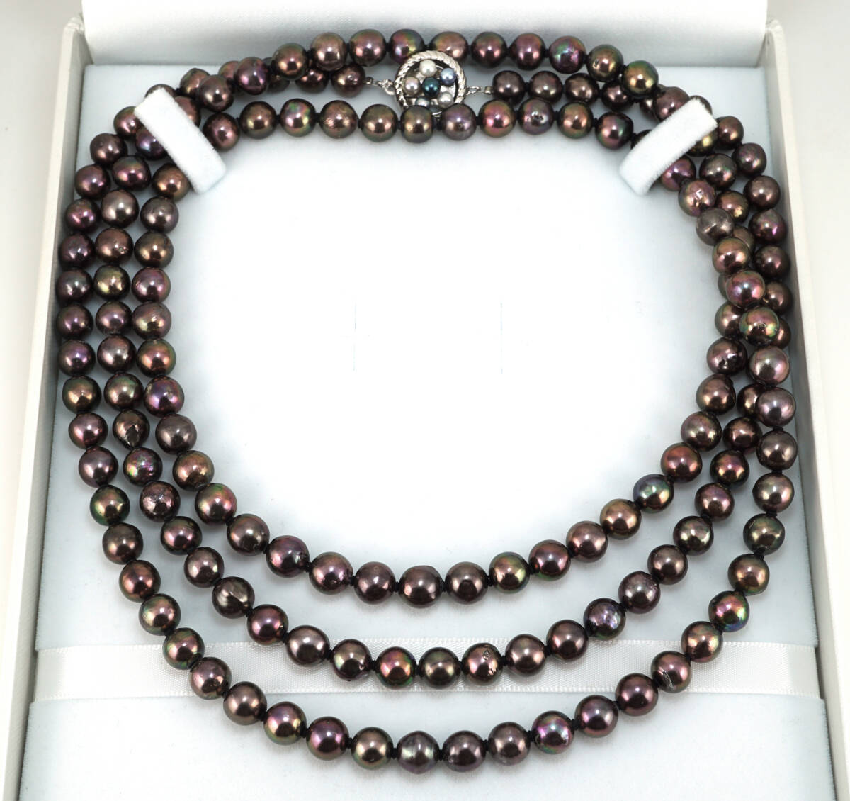 ▲天然アコヤパール 希少タヒチカラー 最高級 7.3mm SV 90g 130cm ロングネックレス 宝石 ジュエリー jewelryの画像2