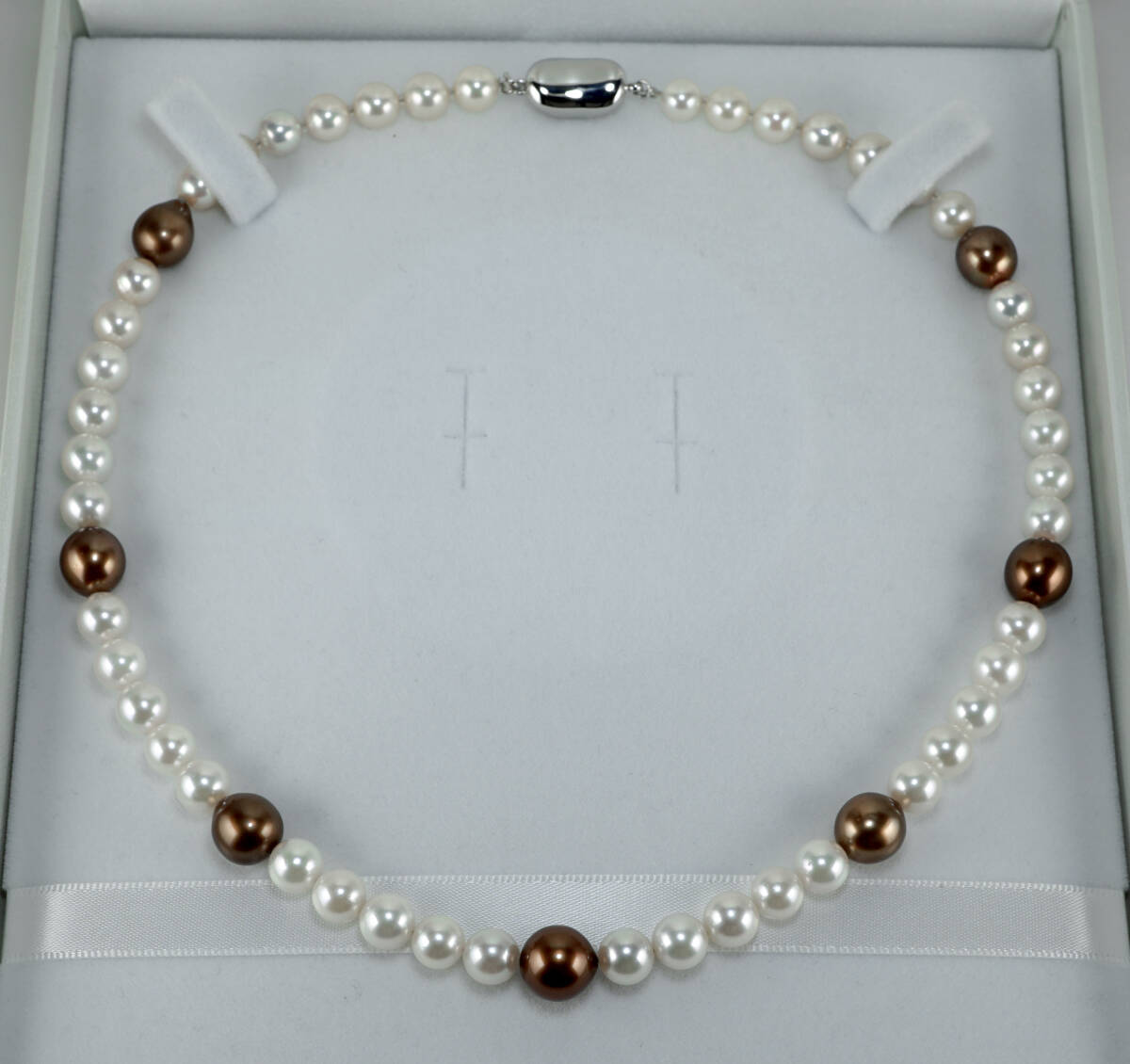 ▲天然タヒチパール 希少ショコラカラー 最高級 9.8mm アコヤパール 7.3mm SV 43cm ネックレス 宝石 ジュエリー jewelryの画像2