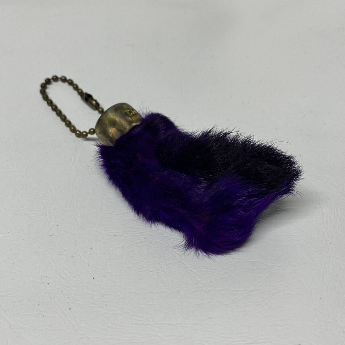  Vintage rabbit foot key holder Lucky charm purple . protection Rider's 50\'s 60\'s vintage old clothes fur 