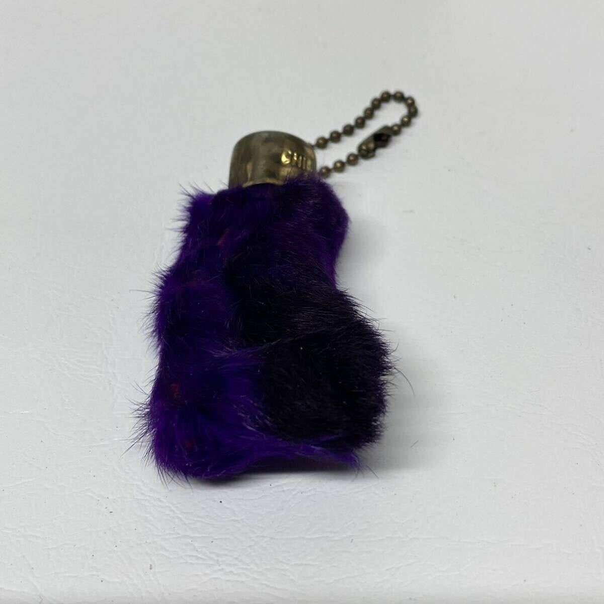  Vintage rabbit foot key holder Lucky charm purple . protection Rider's 50\'s 60\'s vintage old clothes fur 