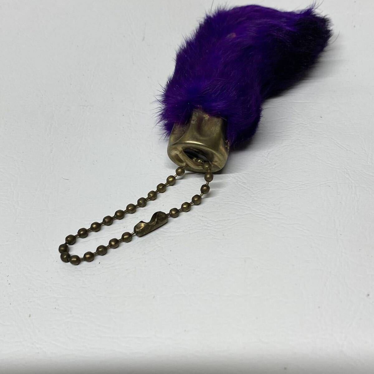  Vintage rabbit foot key holder Lucky charm purple . protection Rider's 50\'s 60\'s vintage old clothes fur 