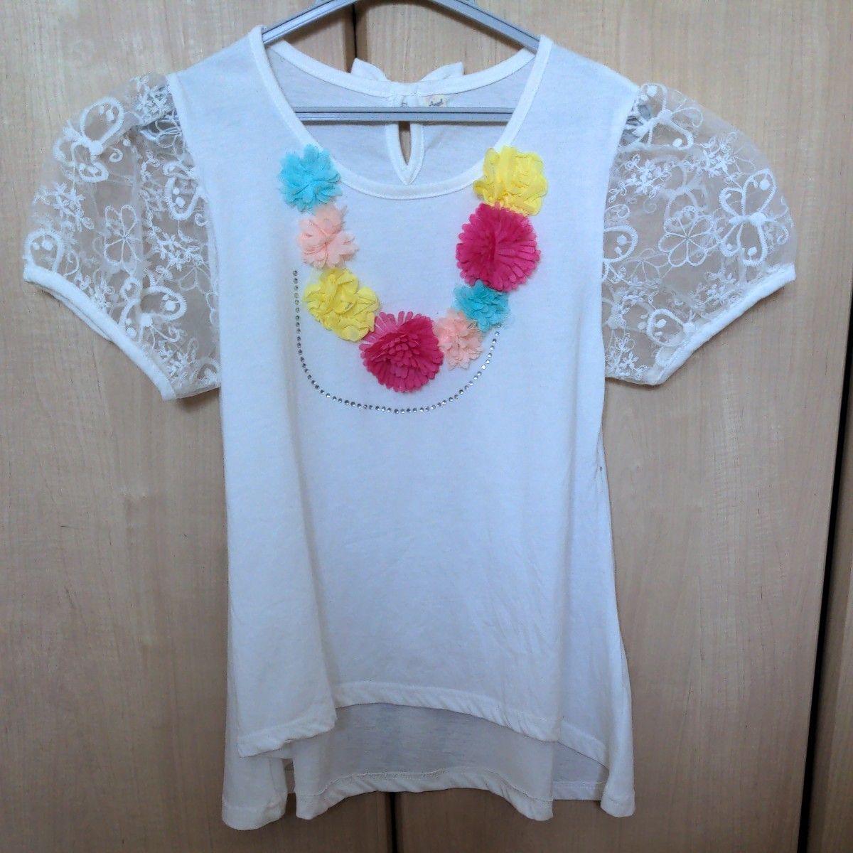 Angel Love Tシャツ 半袖 160cm お花つき ホワイト