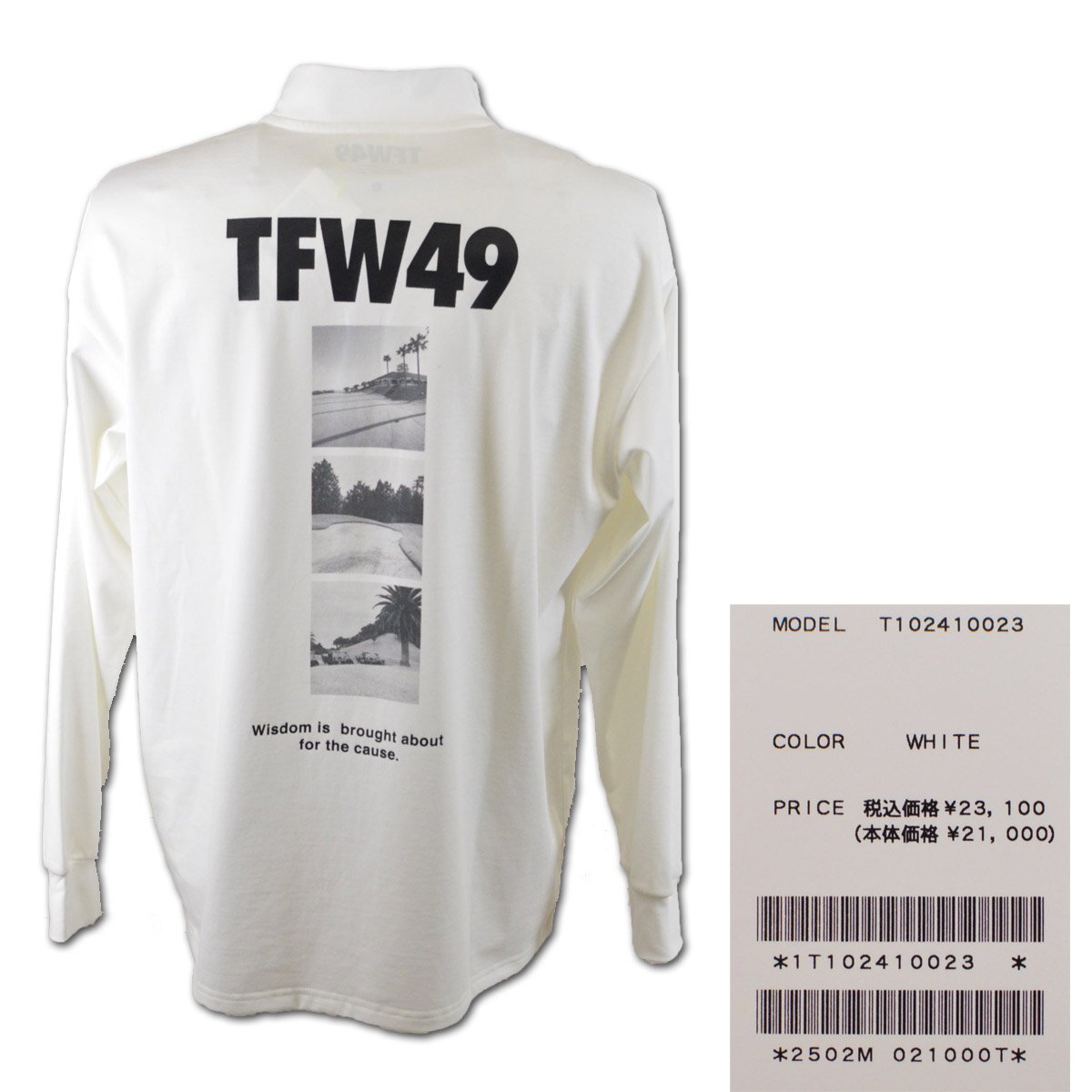 2024春夏新作【TFW49】メンズ 長袖ハイネックシャツ M(3) 白 2024春夏新作【TFW49】メンズ 長袖ハイネックシャツ M(3) 白