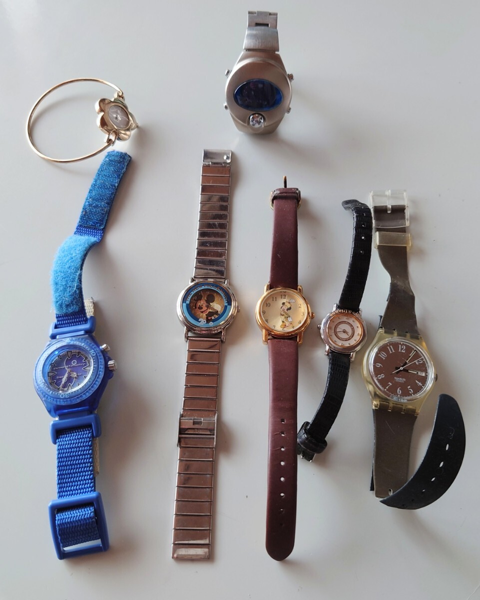 レディース腕時計 ジャンク品 7本セット ディズニー ピンキー&ダイアン マリークワント スオッチの画像1