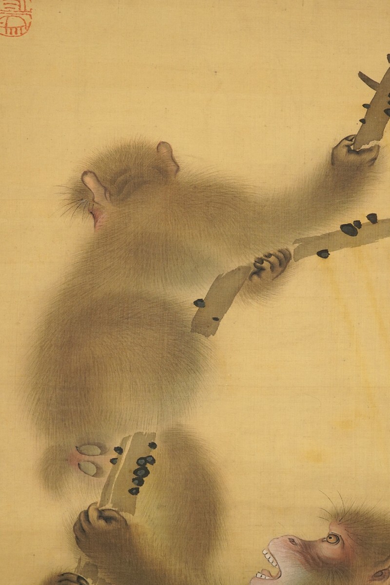 [ genuine work Edo animal picture ] hanging scroll [ forest ..... map ] Satake . lake box paper Edo latter term .... name hand picture 