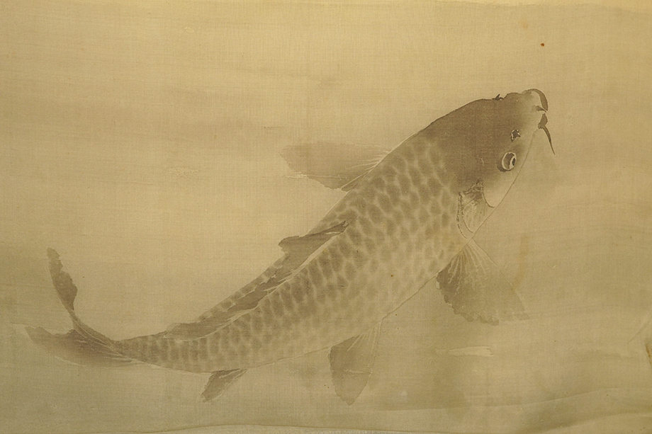 [ genuine work ] hanging scroll [ small field .. month under . common carp map ] curtain end Meiji black rice field ... under Tottori . last. ... animal picture picture 