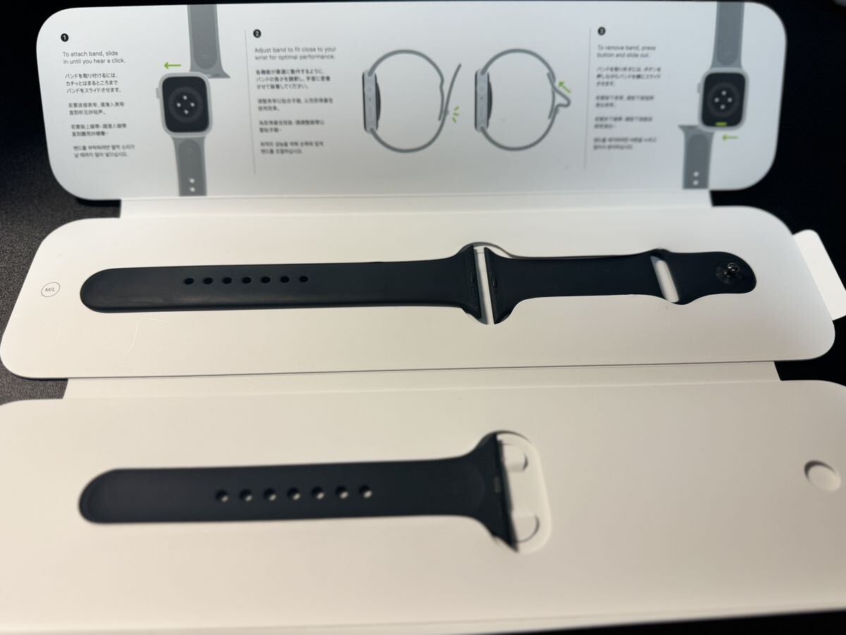 美品 アップルウォッチ スポーツバンド　４５m m AppleWatch スポーツバンド　ミッドナイトブラック　グラファイトステンレススチールピン _画像1