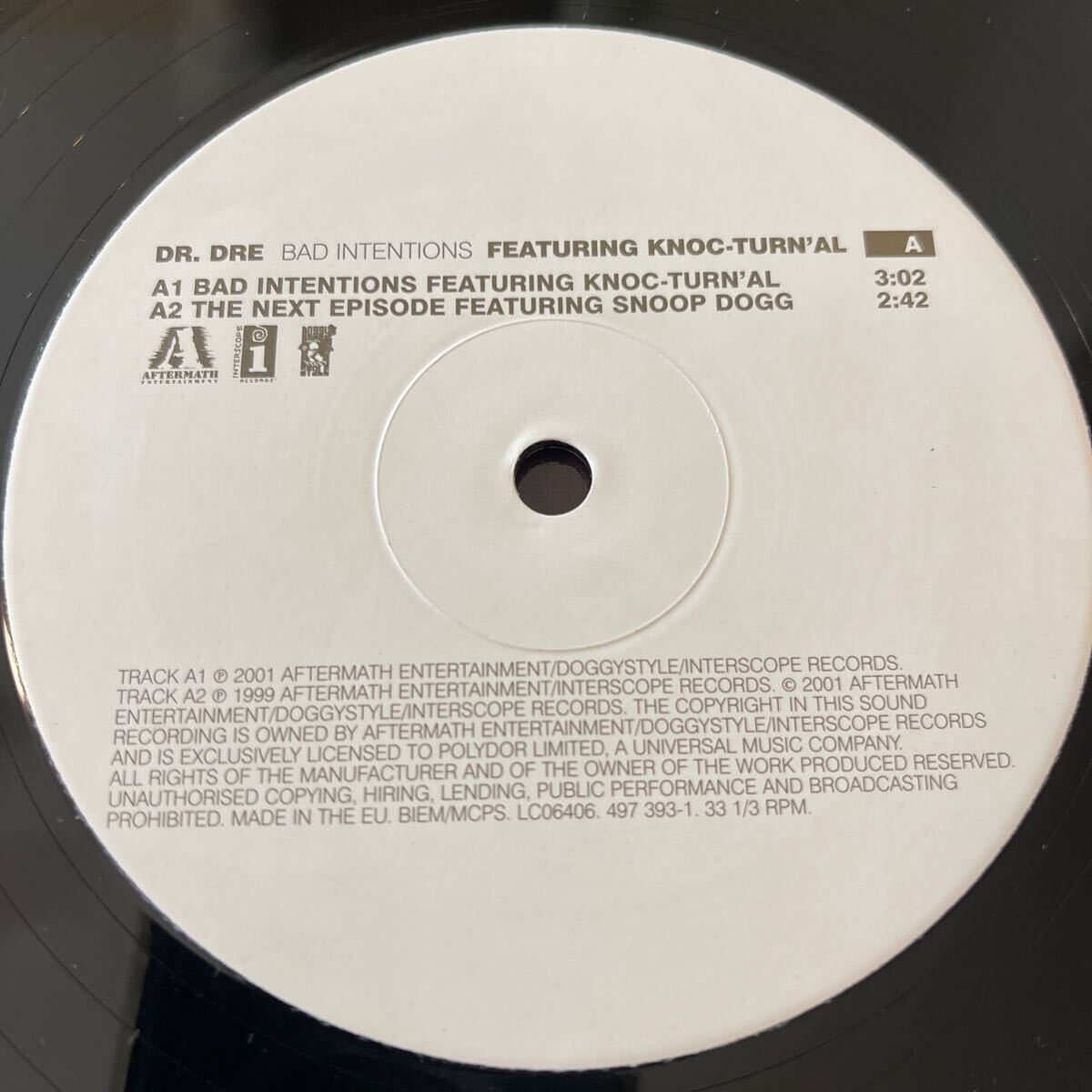 DR DRE/feat.KNOC-TURN'AL/BAD INTENTIONS/レコード/中古/DJ/CLUB/HIPHOP_画像4