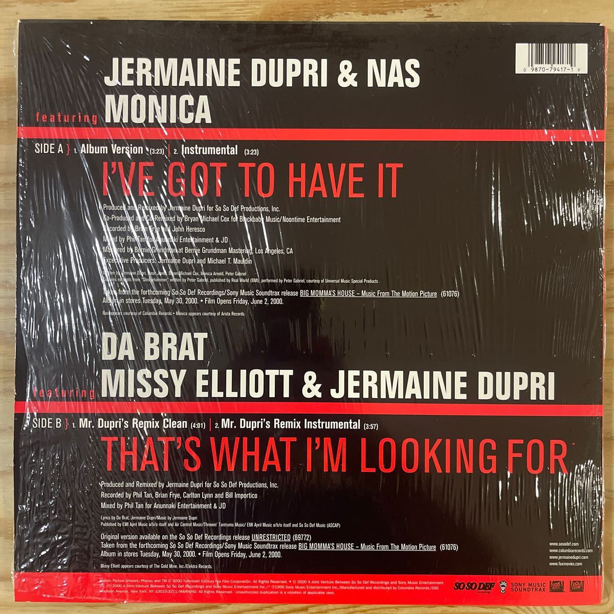 JERMAINE DUPRI & NAS/MONICA/I'VE GOT TO HAVE IT//Da Brat/Missy Elliott & Jermaine Dupri/That's What I'm Looking For/中古/レコード_画像2