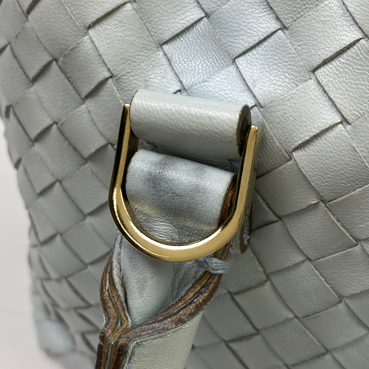 【ジャンク品】ボッテガヴェネタ BOTTEGAVENETA イントレチャート ハンドバッグ 2WAY ナッパ レザー ライトブルー レディース 【中古】_バイセル 14173_6